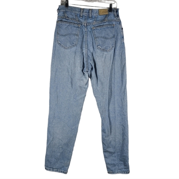 Vintage Lee Mom Jeans Womens Size 14‎ Blue High Waist Tapered Leg Denim - Picture 2 of 5